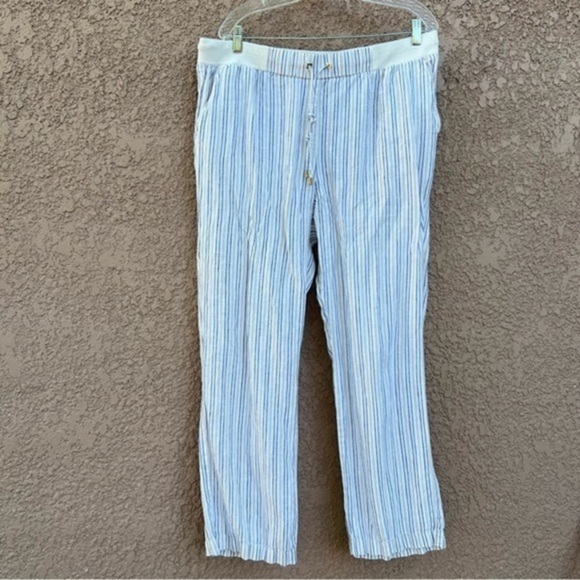 Ellen Tracy Linen Pants with pockets Womens Size XL Striped Comfort Contemporary - Picture 1 of 12